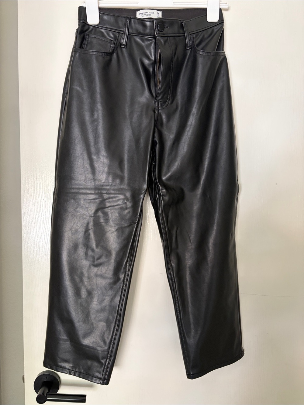Abercrombie & Fitch Black Faux Leather Straight Leg Pants